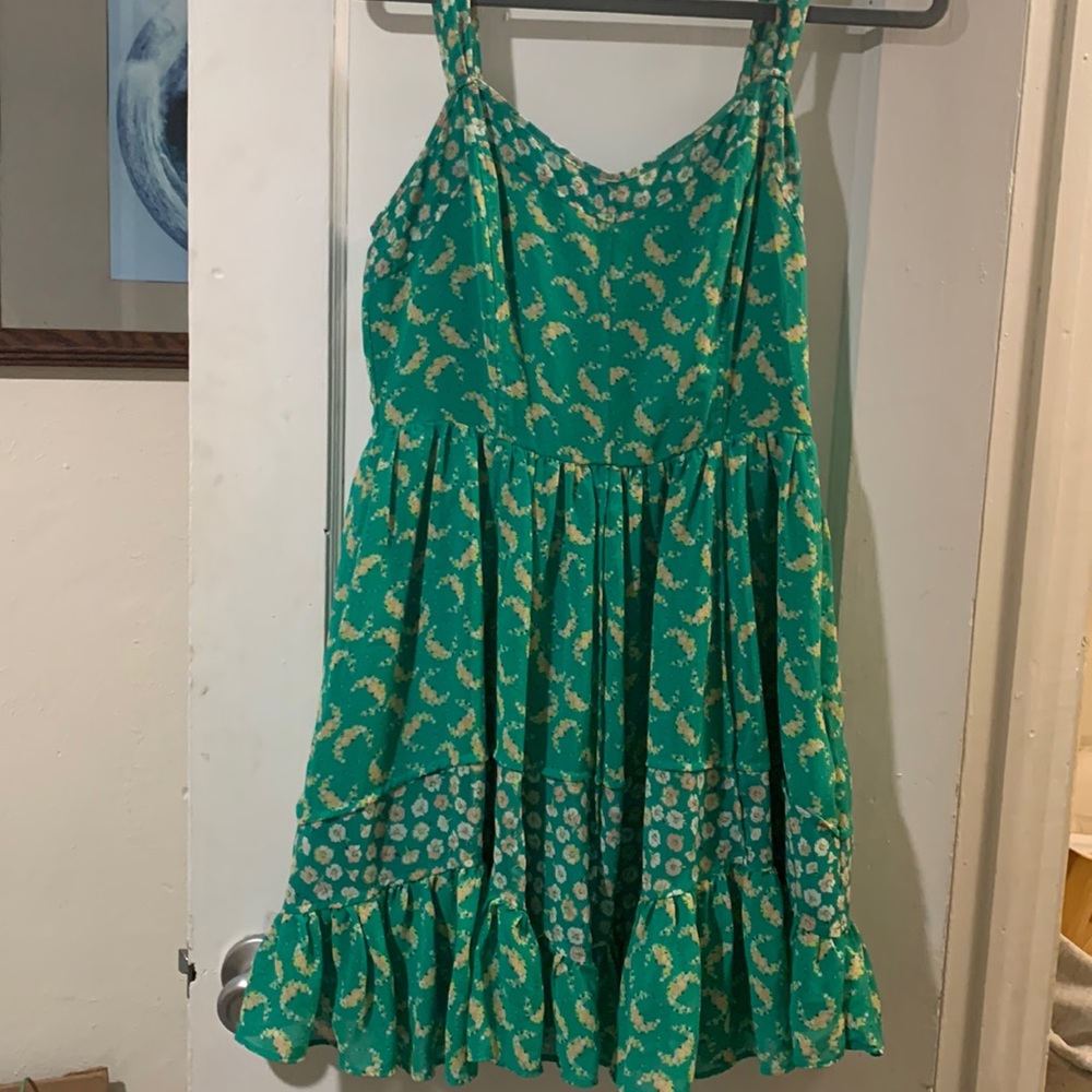 LC Lauren Conrad green floral sundress